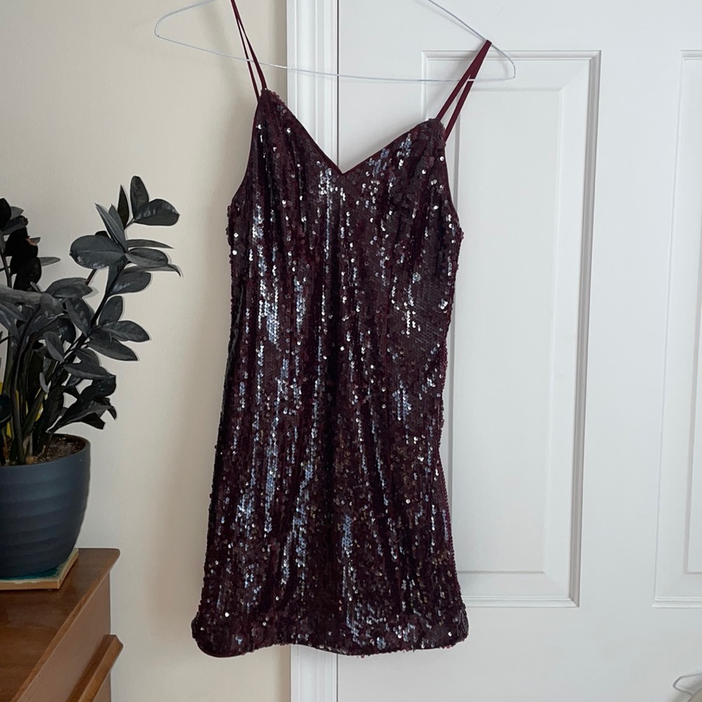 Burgundy sequin dress